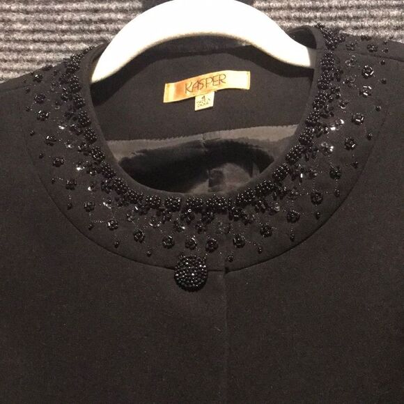 Kasper Skirt Suit Women's Size 4 Black Beaded 2-Piece Set Blazer & Skirt - Picture 4 of 12